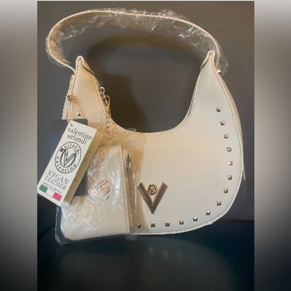 Valentino Orlandi Taupe Hobo bag gold hardware w/coin purse
